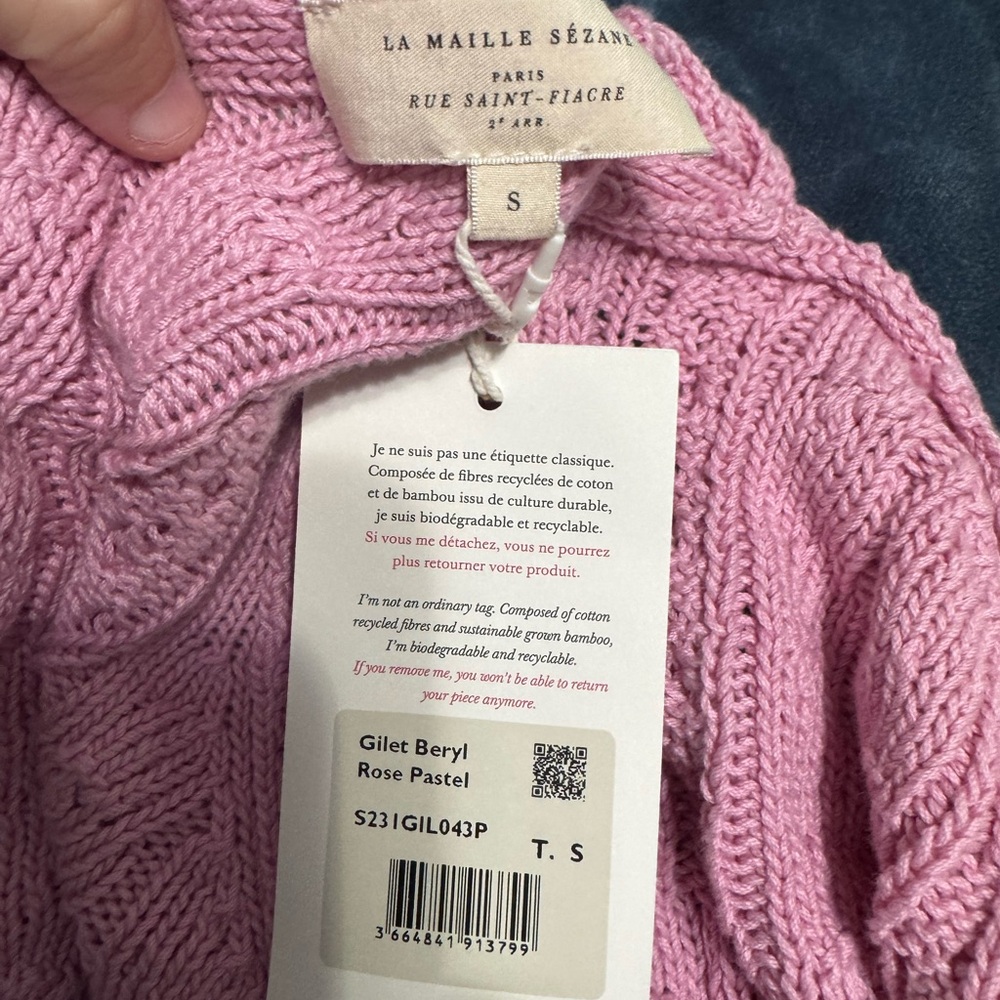 NWT Sézane Beryl cardigan in pastel pink - Picture 6 of 9